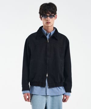 코듀로이 카라 컨버스 집업 재킷 [블랙]