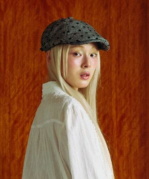 울 도트 헤링본 헌팅캡 (블랙)