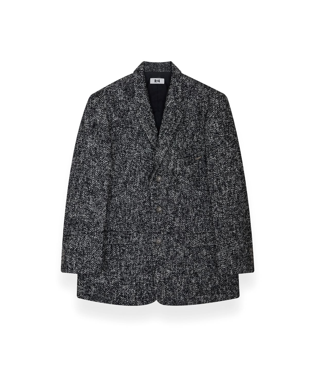 알포(R-4) R-0058 / LUX- HERRINGBONE BOX BLAZER(BLACK)