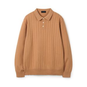 컴포트 버튼 케이블 카라 머슬 니트[카라멜]