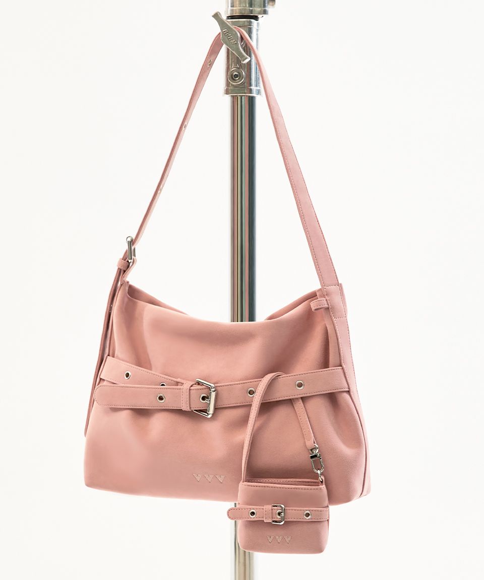 MUSINSA VVV [SET] Medium Suede Buckle Hobo Shoulder Crossbody