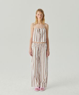 Pink Brown stripe long pants