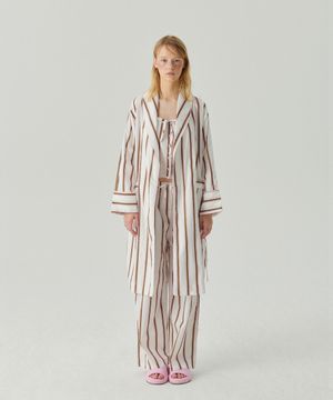 Pink Brown stripe robe