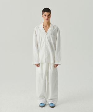 White wide pajama set