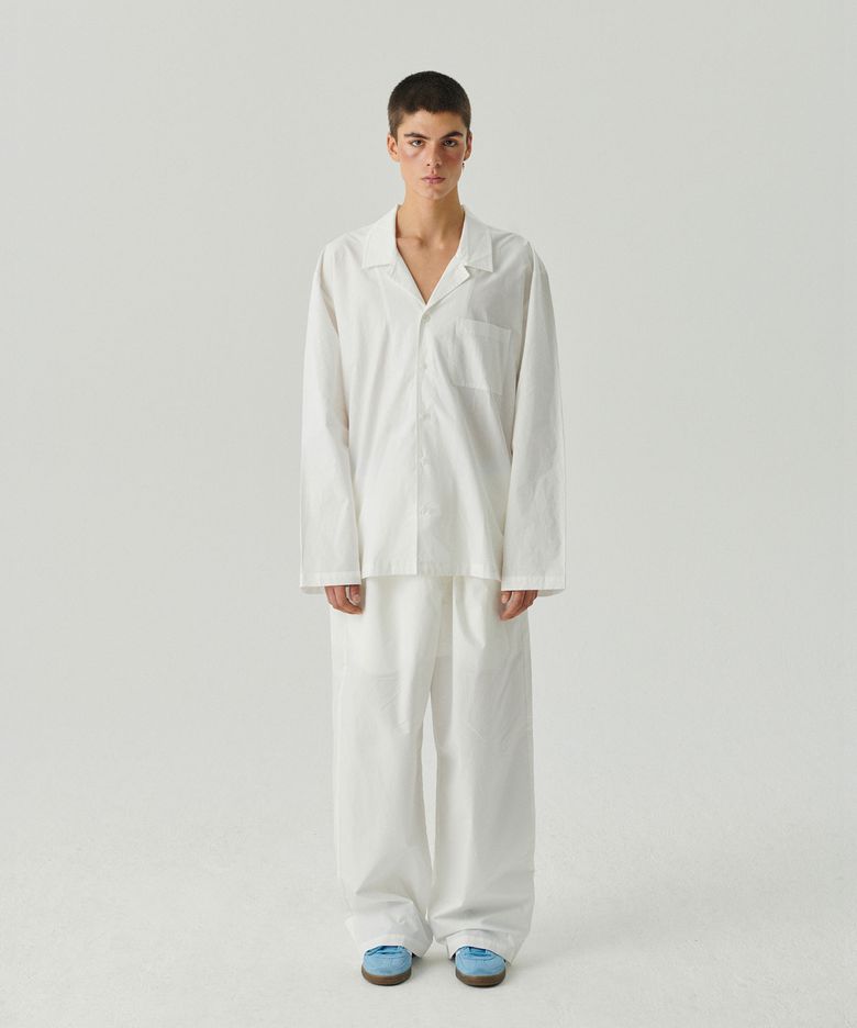White wide pajama set