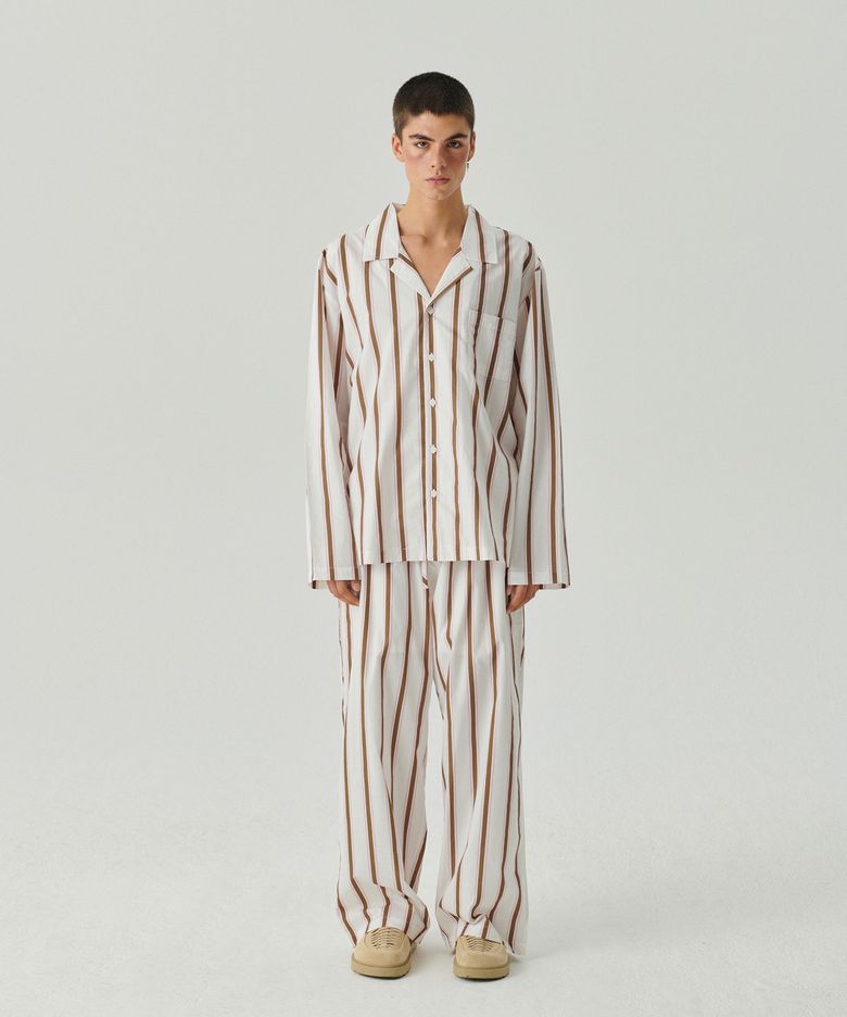 Pink Brown stripe wide pajama set