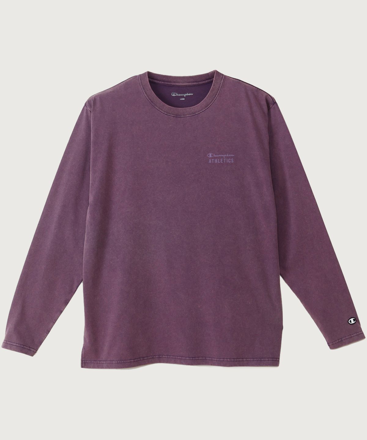 챔피온(CHAMPION) 워싱 레귤러핏 애슬레틱 롱슬리브 티셔츠 Purple
