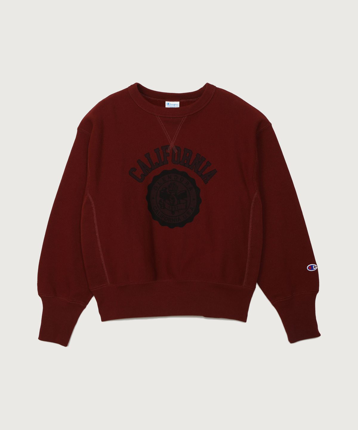 챔피온(CHAMPION) 여성 리버스위브 시그니처 그래픽 기모 스웨트셔츠 Wine