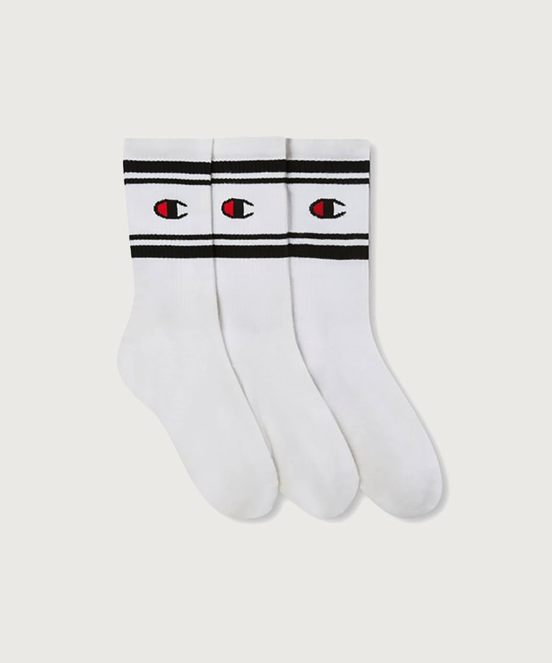 더블 스트라이프 풀랭스 삭스 3PACK White