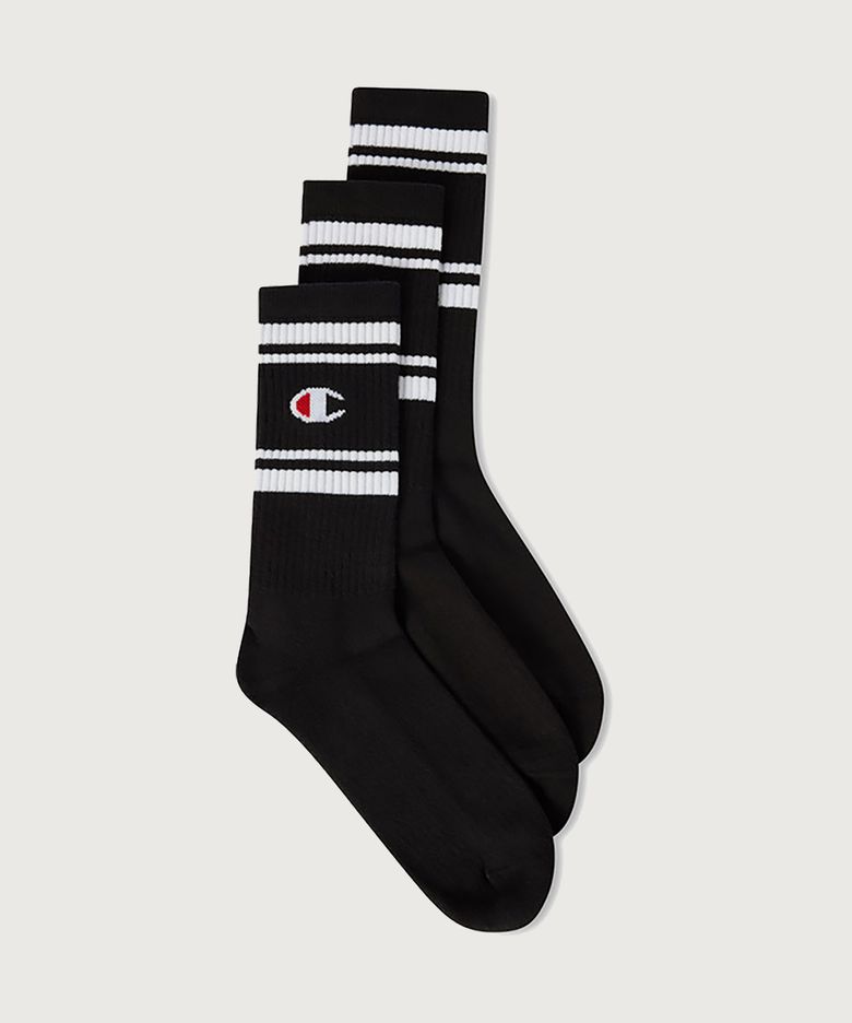 더블 스트라이프 풀랭스 삭스 3PACK Black