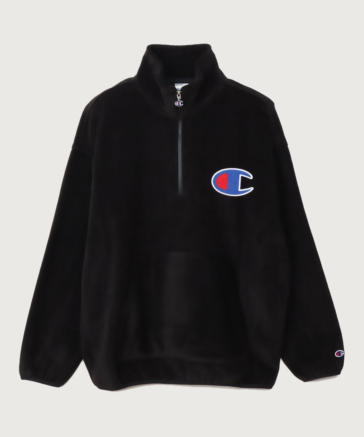챔피온(CHAMPION) 빅 C로고 오버핏 하프 집업 플리스 Black