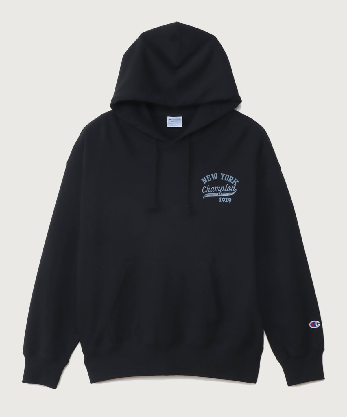 챔피온(CHAMPION) 여성 NEW YORK 루즈핏 후드 티셔츠 Black
