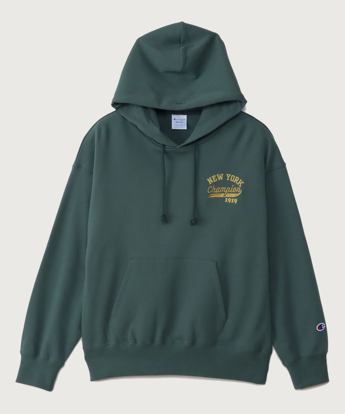 챔피온(CHAMPION) 여성 NEW YORK 루즈핏 후드 티셔츠 Deep Green