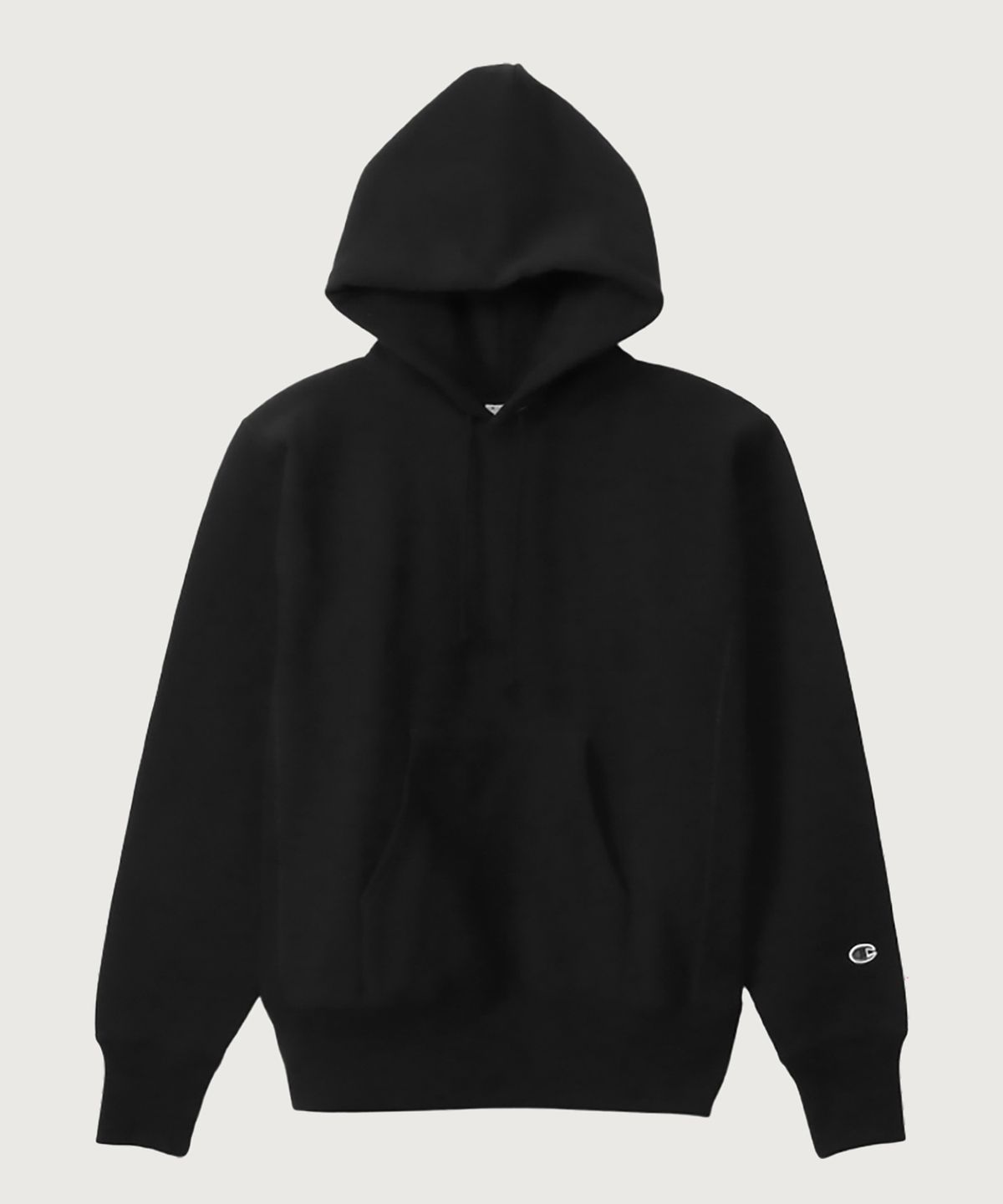 챔피온(CHAMPION) 리버스위브 블루택 레귤러핏 기모 후드 티셔츠 Black
