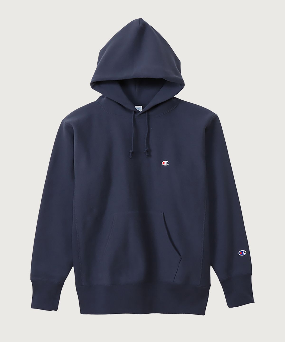 챔피온(CHAMPION) 리버스위브 블루택 C로고 오버핏 기모 후드 티셔츠 Dark Navy