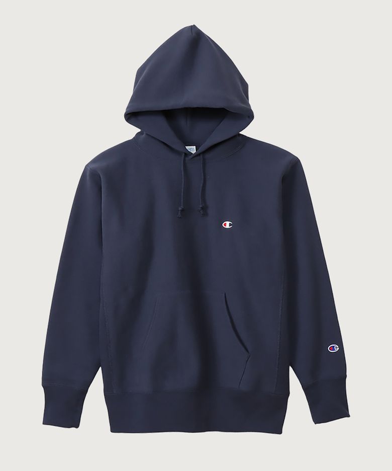 리버스위브 블루택 C로고 오버핏 기모 후드 티셔츠 Dark Navy