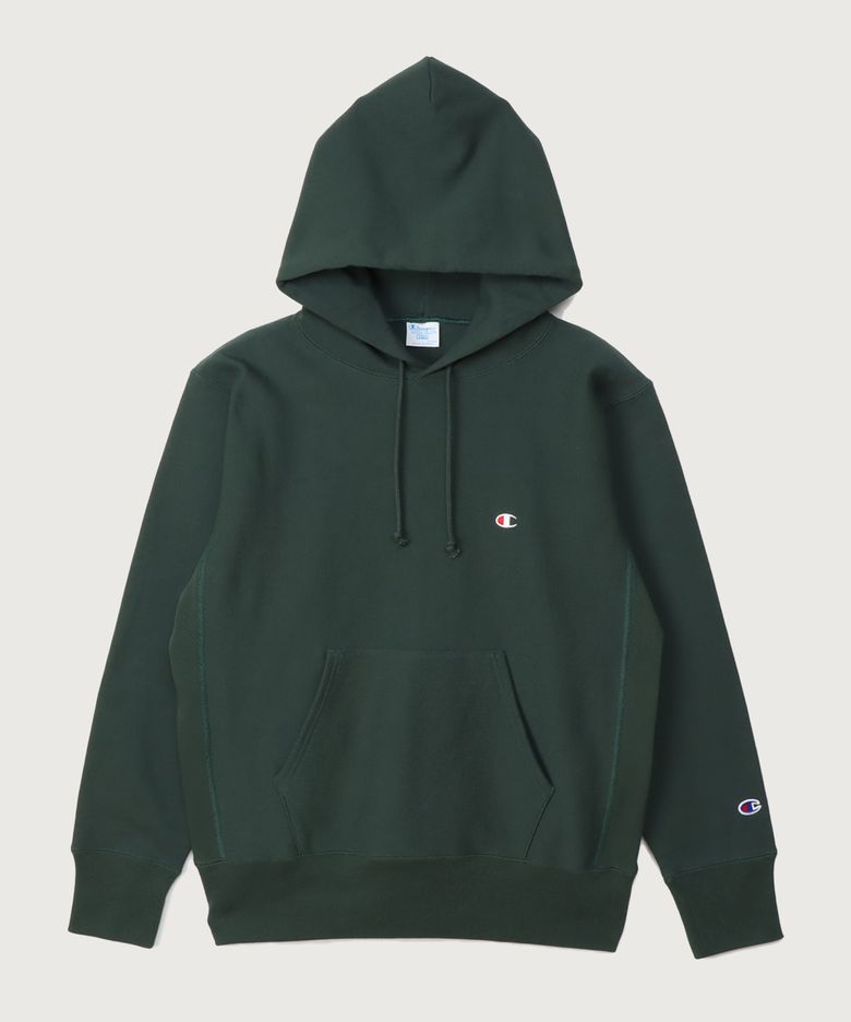 리버스위브 블루택 C로고 오버핏 기모 후드 티셔츠 Dark Green