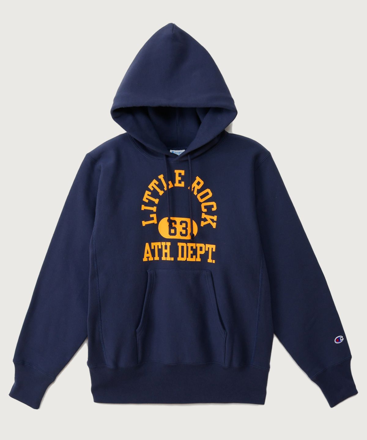 챔피온(CHAMPION) 리버스위브 블루택 레귤러핏 기모 시티 후드 티셔츠 Dark Navy