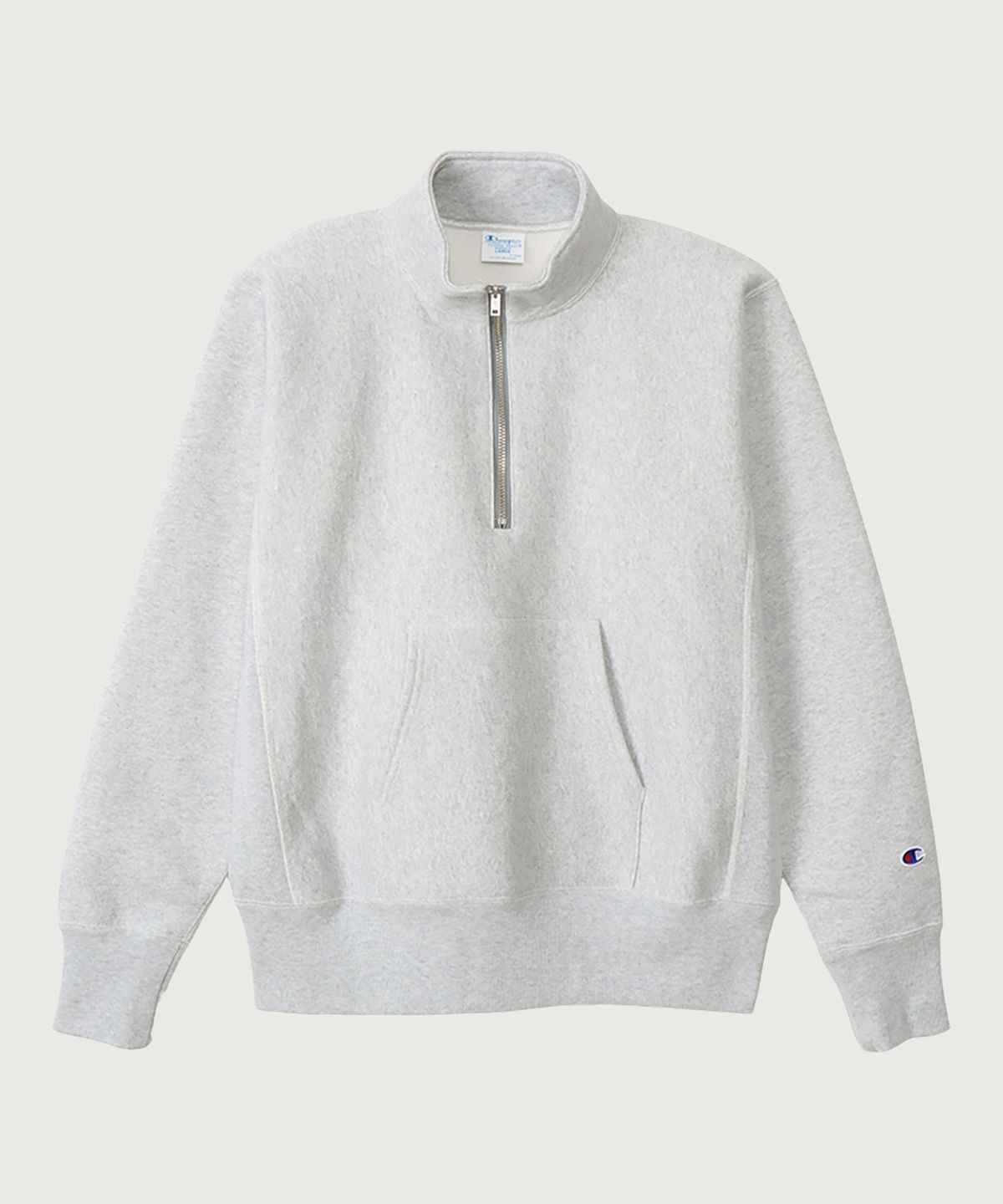 챔피온(CHAMPION) 리버스위브 블루택 레귤러핏 기모 하프 집업 Silver Grey