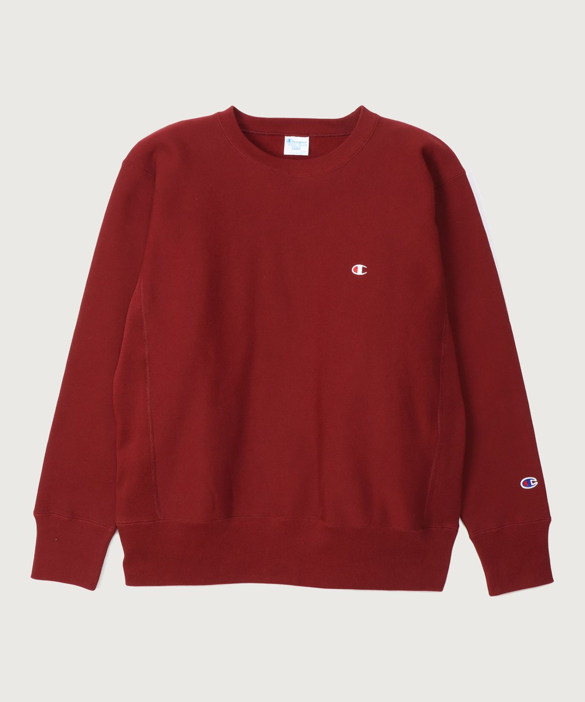 챔피온(CHAMPION) 리버스위브 블루택 C로고 루즈핏 기모 스웨트셔츠 Burgundy