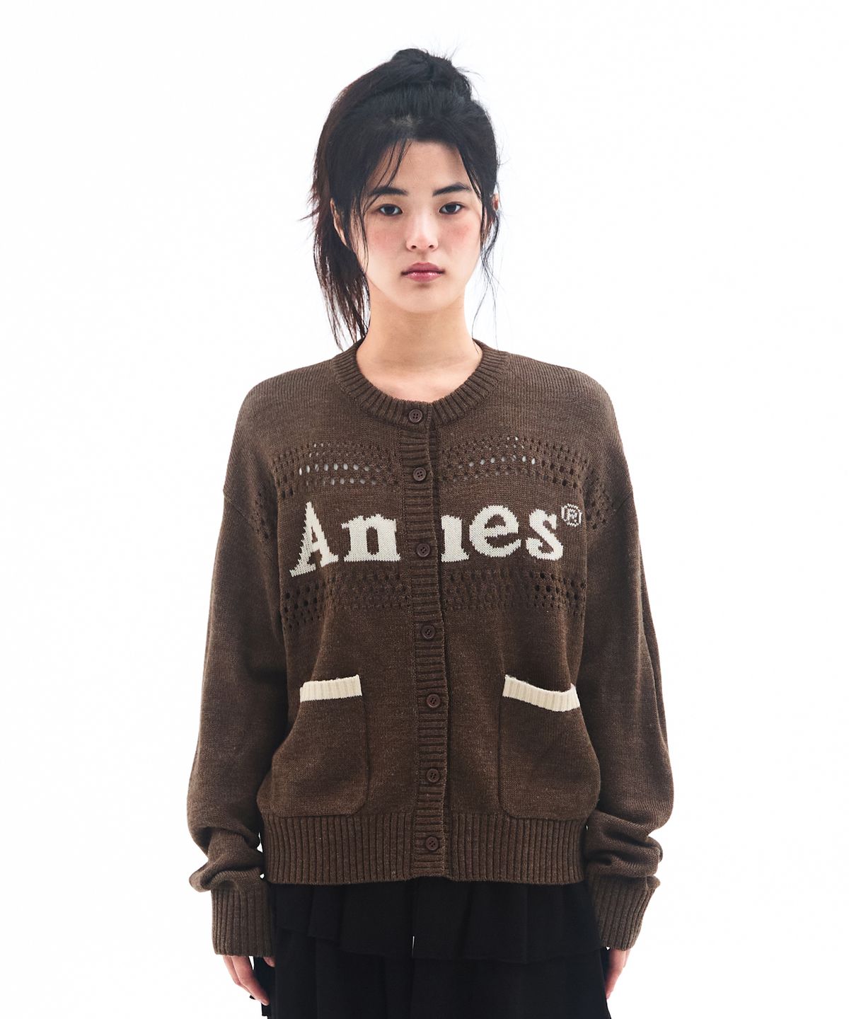 아메스 월드와이드(AMES-WORLDWIDE) PUNCHED CARDIGAN BROWN