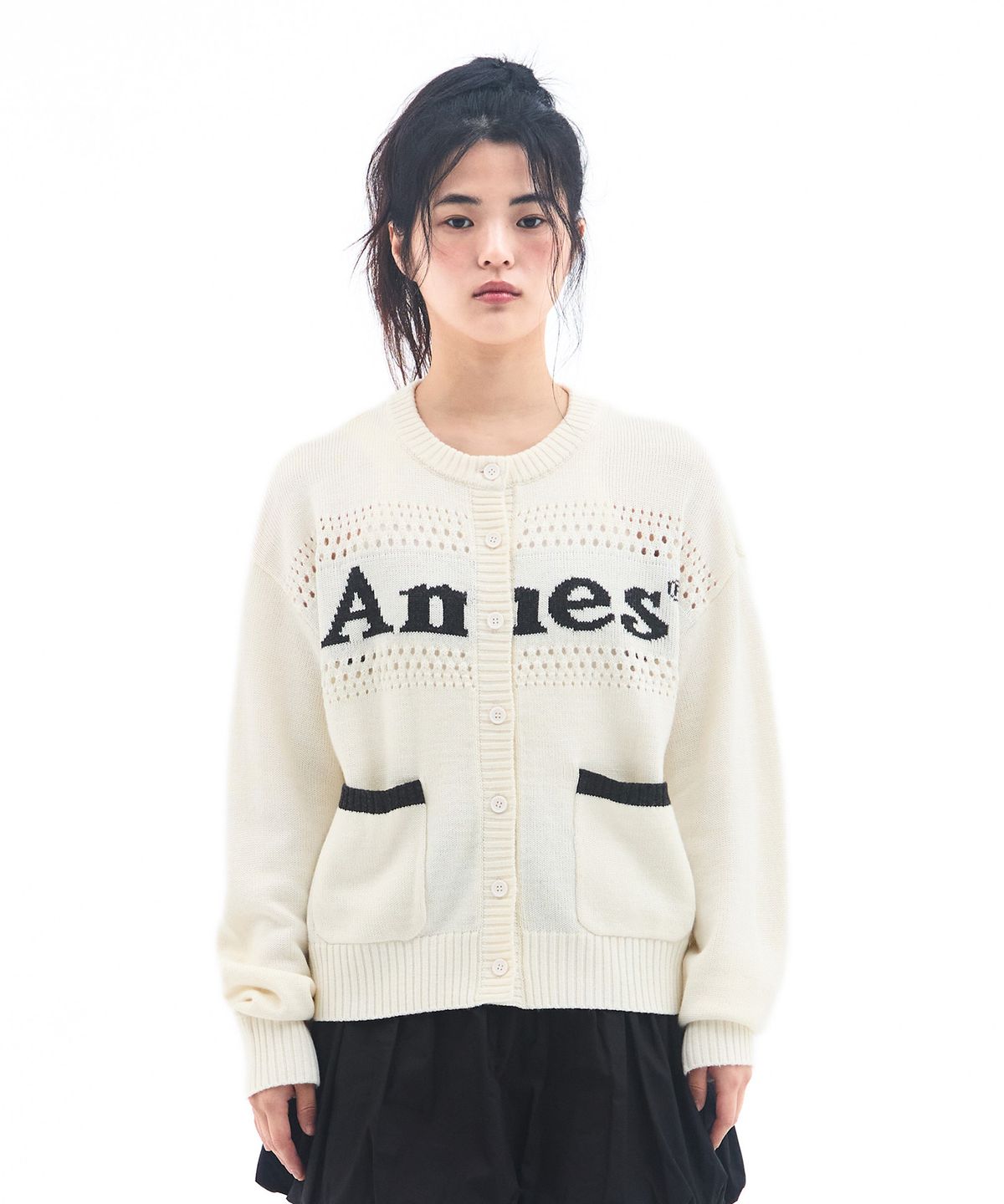 아메스 월드와이드(AMES-WORLDWIDE) PUNCHED CARDIGAN IVORY