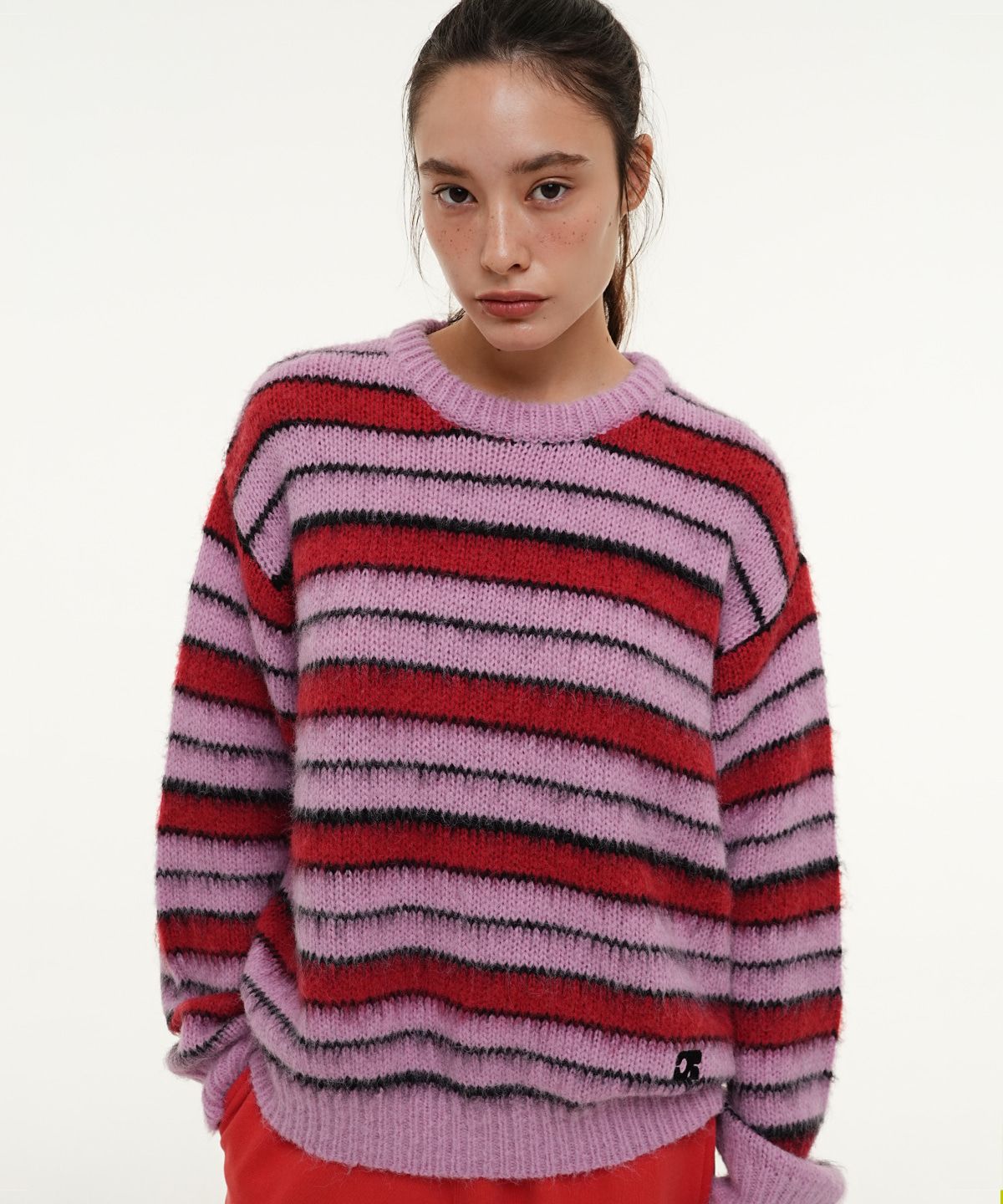 센토르(CENTAUR.KR) CR EMBLEM HAIRY STRIPE PULLOVER KNIT_PINK