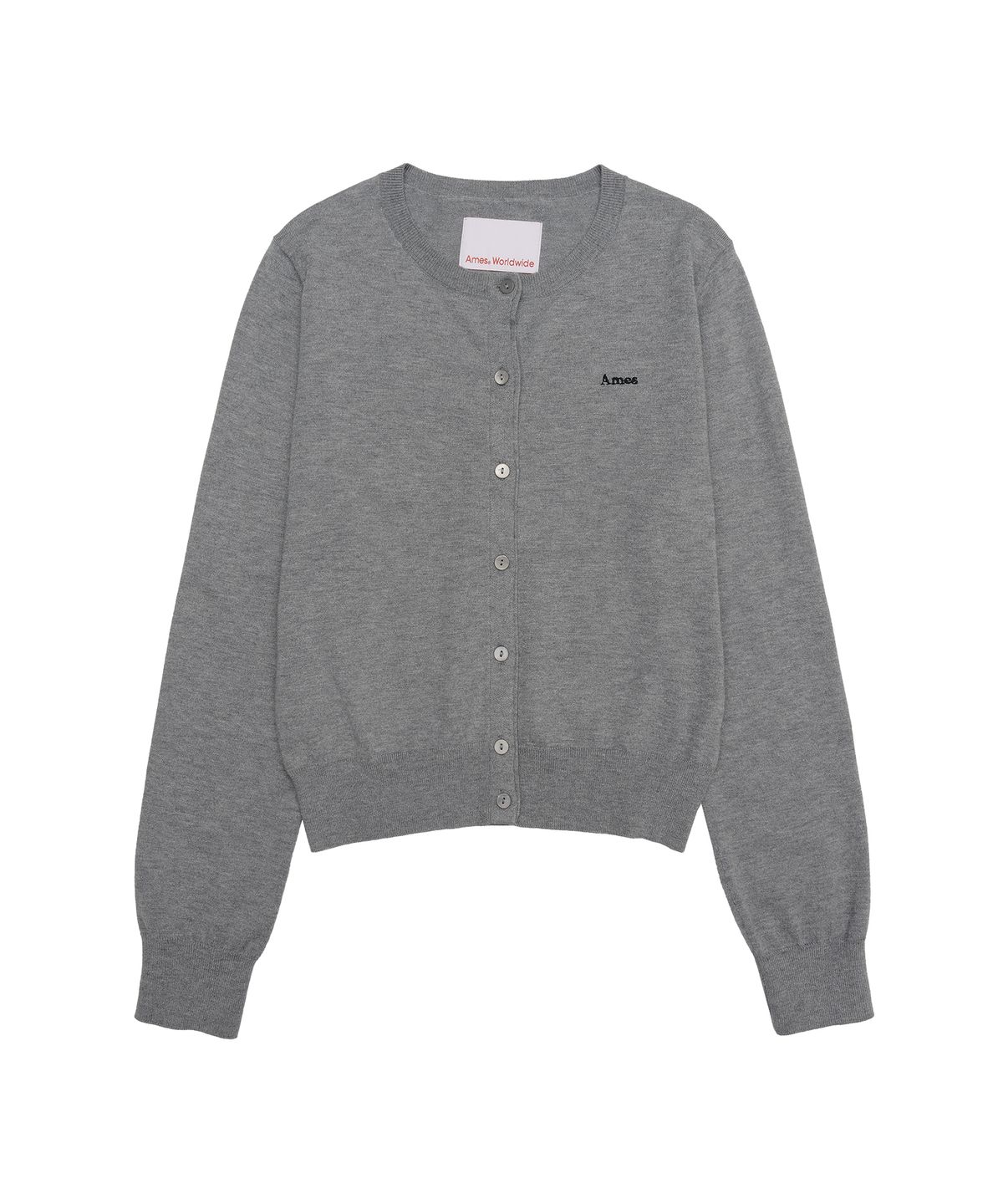 아메스 월드와이드(AMES-WORLDWIDE) BASIC ROUND NECK CARDIGAN GREY