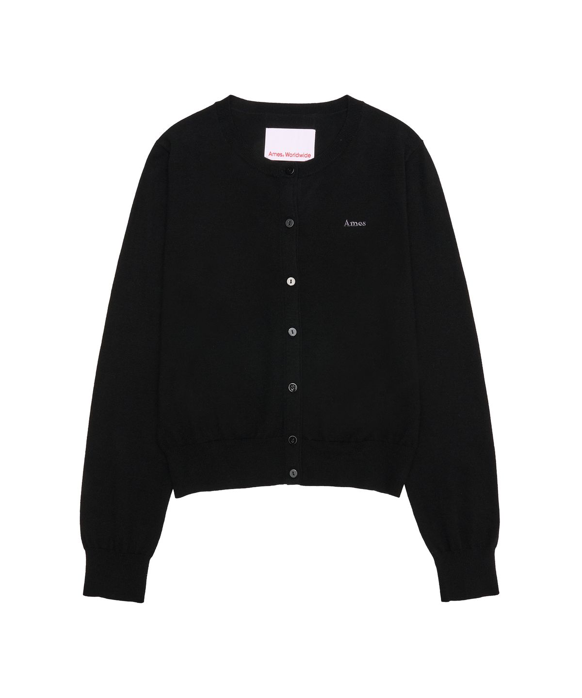 아메스 월드와이드(AMES-WORLDWIDE) BASIC ROUND NECK CARDIGAN BLACK