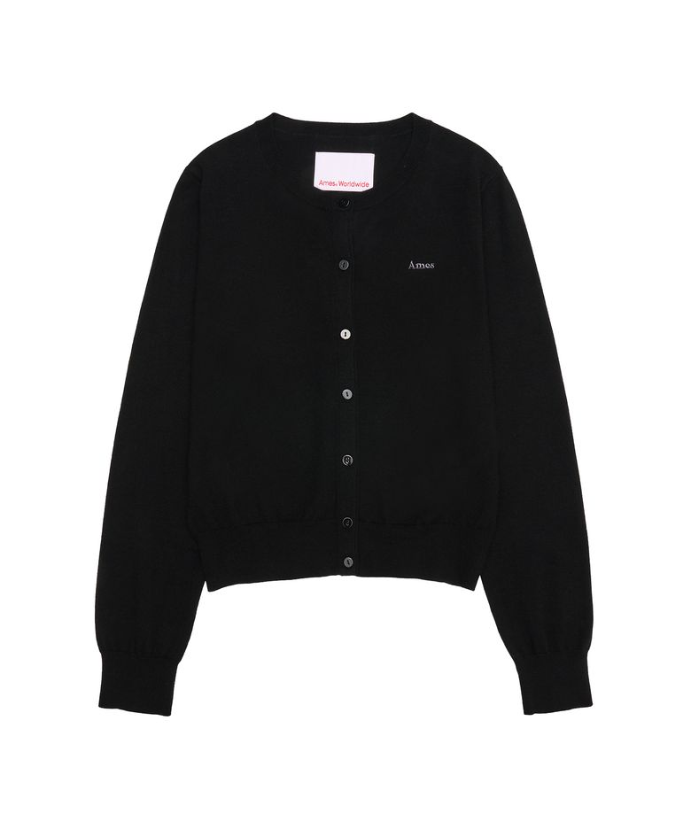 BASIC ROUND NECK CARDIGAN BLACK