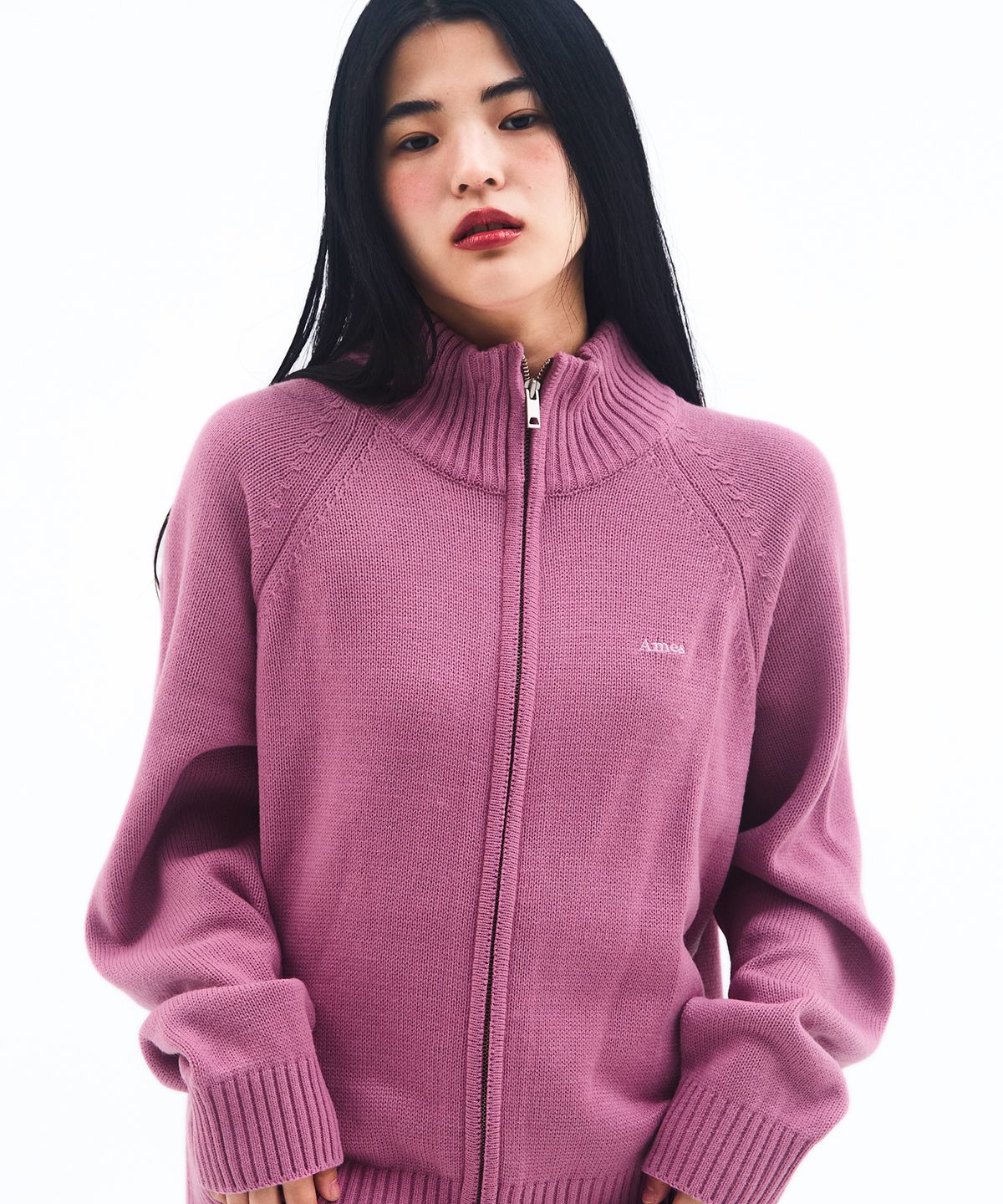 아메스 월드와이드(AMES-WORLDWIDE) BASIC KNIT ZIP-UP LAVENDER