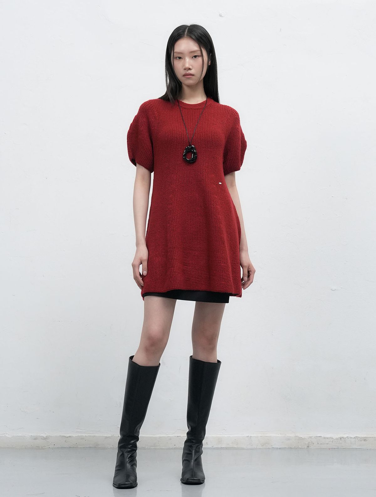 제너럴아이디어(GENERALIDEA) 벌룬 슬리브 미니 플레어 원피스 [RED] / WBE4L15508
