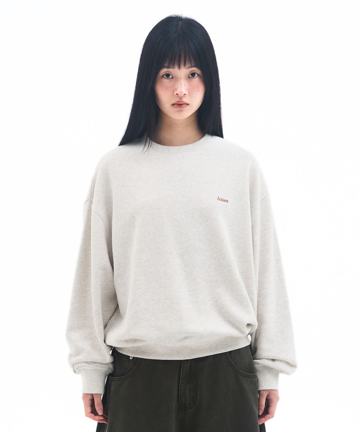 아메스 월드와이드(AMES-WORLDWIDE) BASIC SMALL LOGO SWEATSHIRT OATMEAL