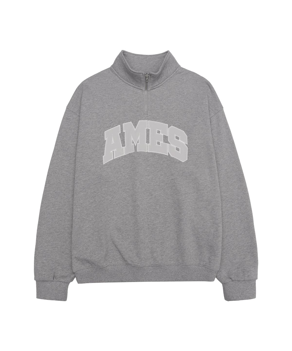 아메스 월드와이드(AMES-WORLDWIDE) BASIC APPLIQUE HALF ZIP SWEATSHIRT GREY