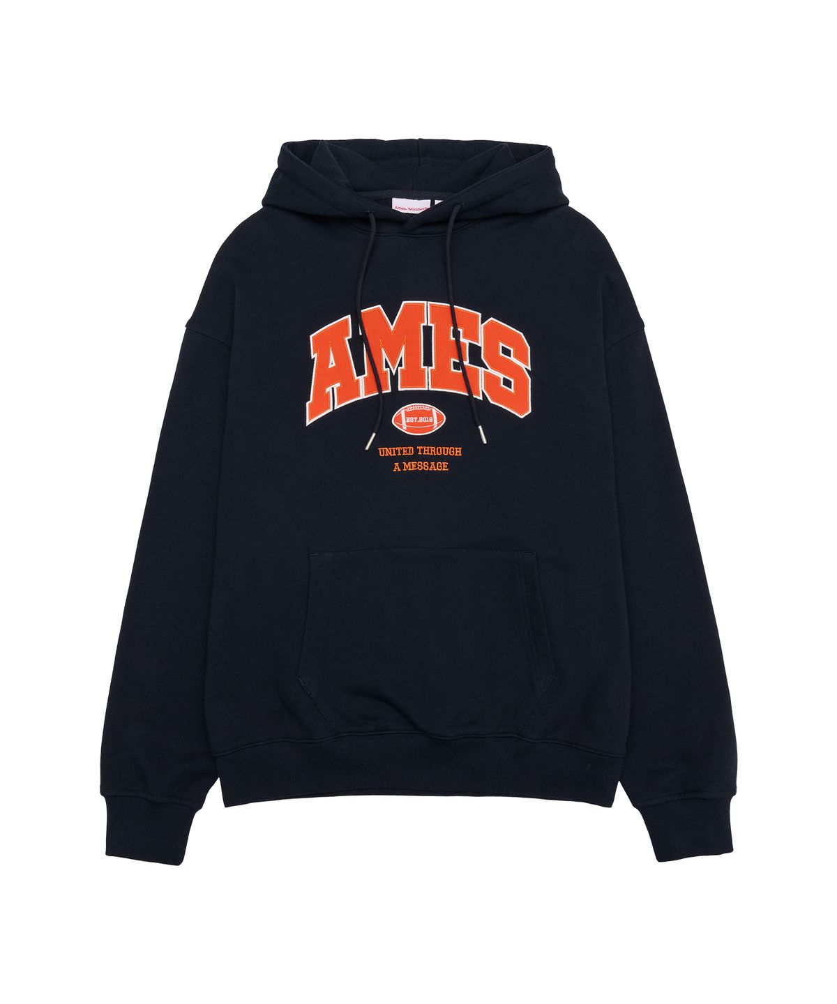 아메스 월드와이드(AMES-WORLDWIDE) BASIC APPLIQUE HOODIE NAVY