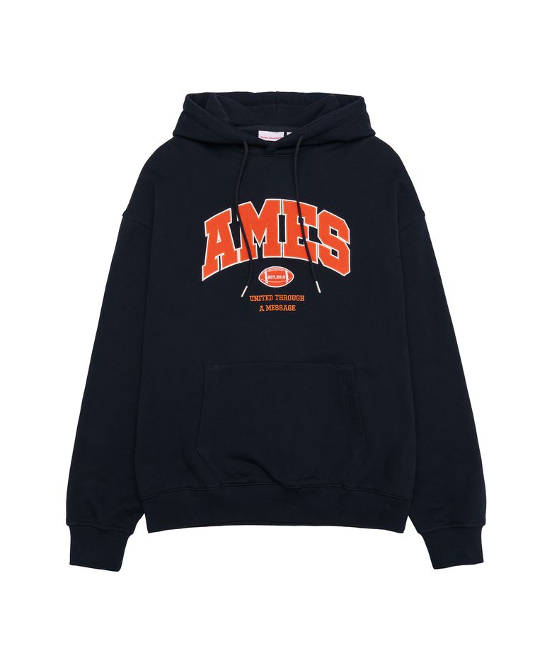 BASIC APPLIQUE HOODIE NAVY