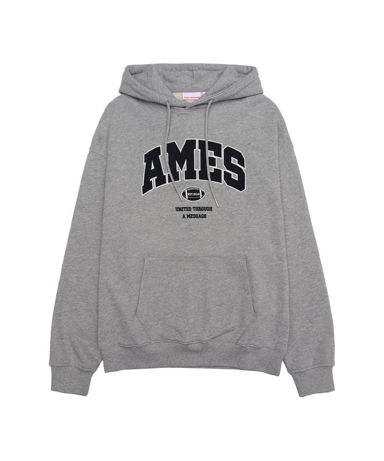 BASIC APPLIQUE HOODIE GREY