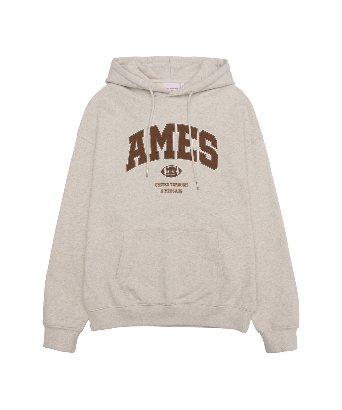 아메스 월드와이드(AMES-WORLDWIDE) BASIC APPLIQUE HOODIE OATMEAL