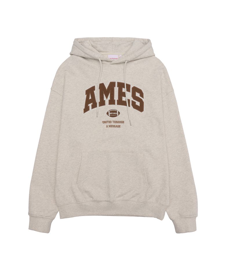 BASIC APPLIQUE HOODIE OATMEAL