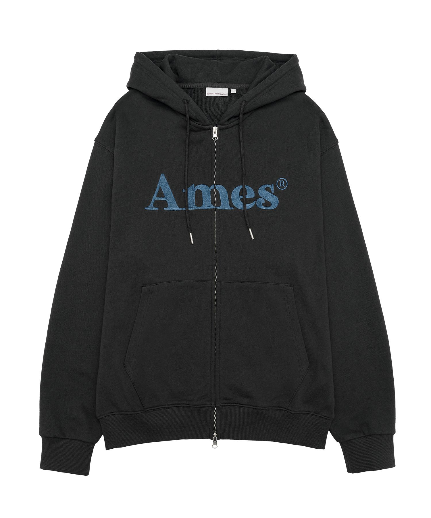 MUSINSA公式 | AMES-WORLDWIDE BASIC LOGO HOODIE ZIP UP DEEP CHARCOAL