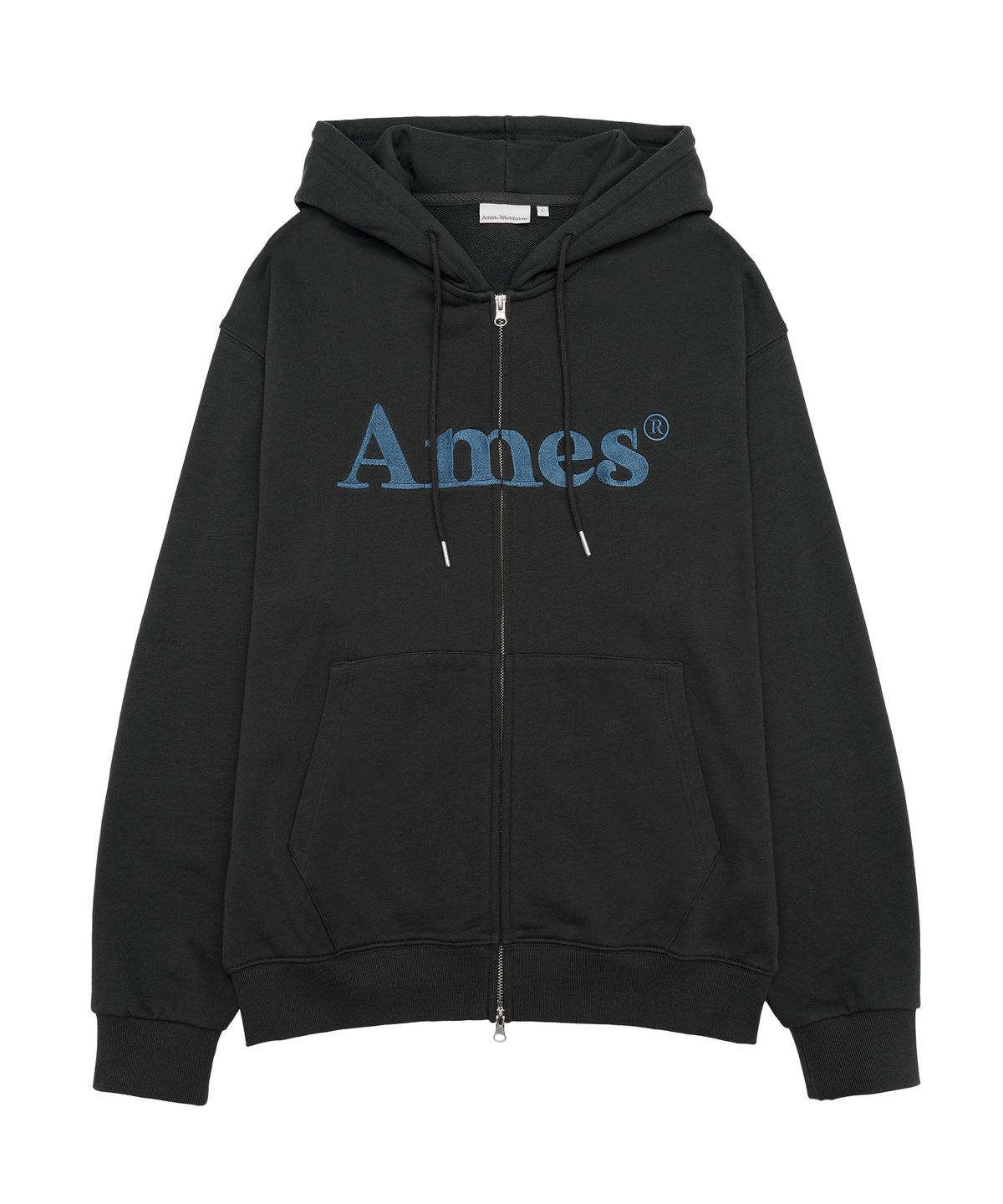 아메스 월드와이드(AMES-WORLDWIDE) BASIC LOGO HOODIE ZIP UP DEEP CHARCOAL