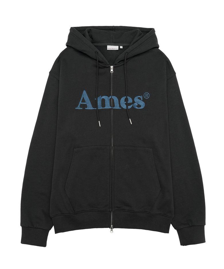 BASIC LOGO HOODIE ZIP UP DEEP CHARCOAL