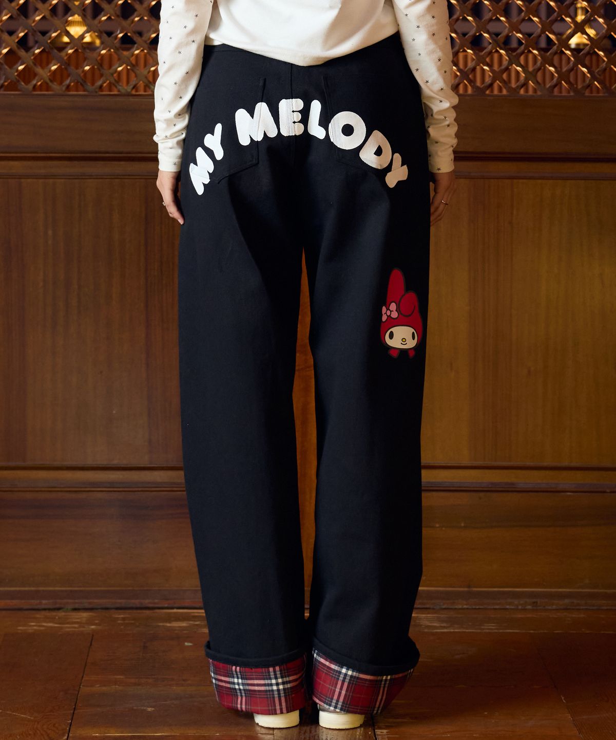 라티젠(LARTIGENT) MY MELODY COTTON PANTS(BLACK)