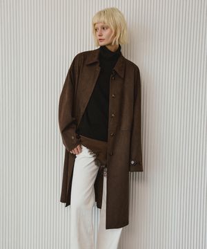 신세틱 스웨이드 싱글 맥 코트 [다크브라운]