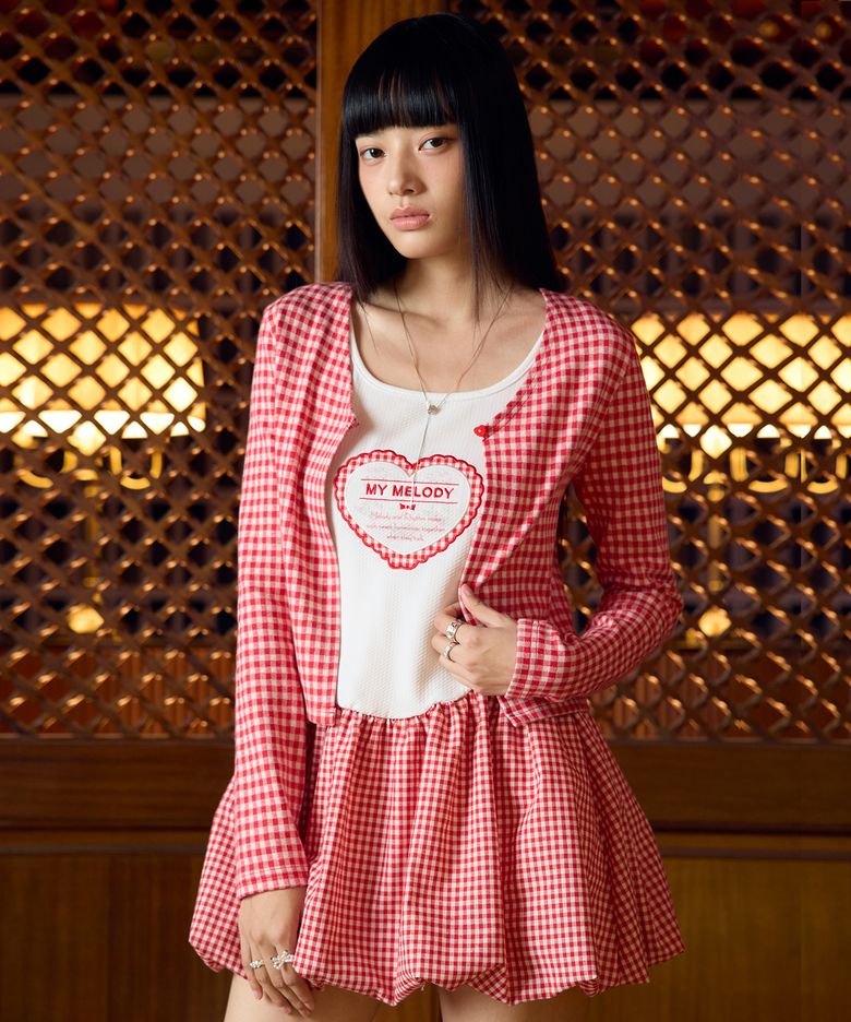 MY MELODY CHECK BALLOON ONE-PIECE(WHITE)