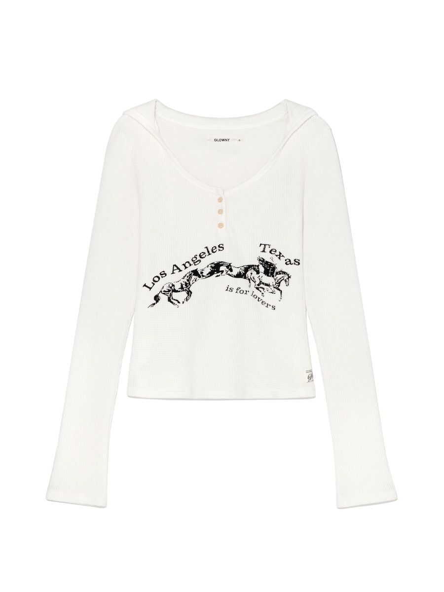Glowny テキサスワッフルロングスリーブ韓国 MUSINSA公式 | GLOWNY TEXAS WAFFLE LONG SLEEVE (WHITE)