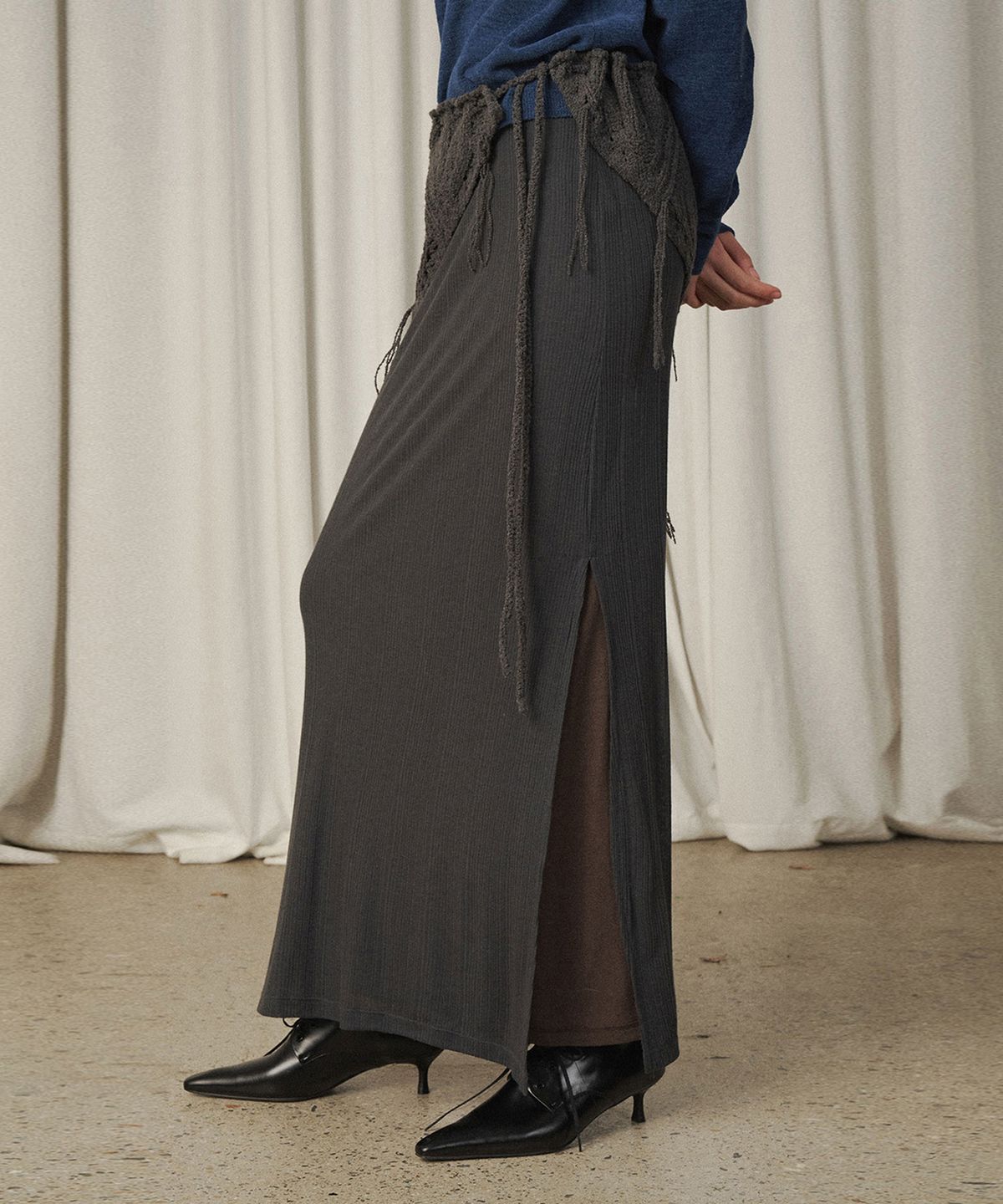 베르소(VERSO) Reversible Ribbed Wool Skirt