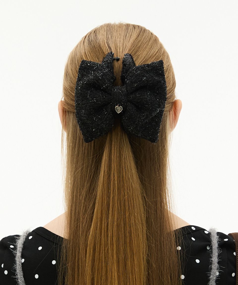 MUSINSA公式 | VVV ビッグリボングリッターツイードヘアクリップ _