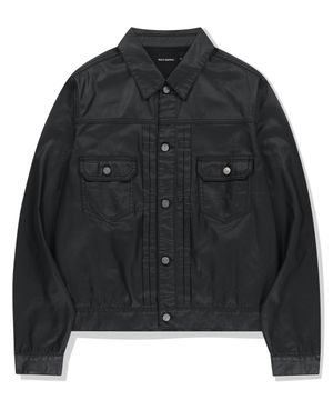 Abyss Eyes Coated Trucker Jacket - Black