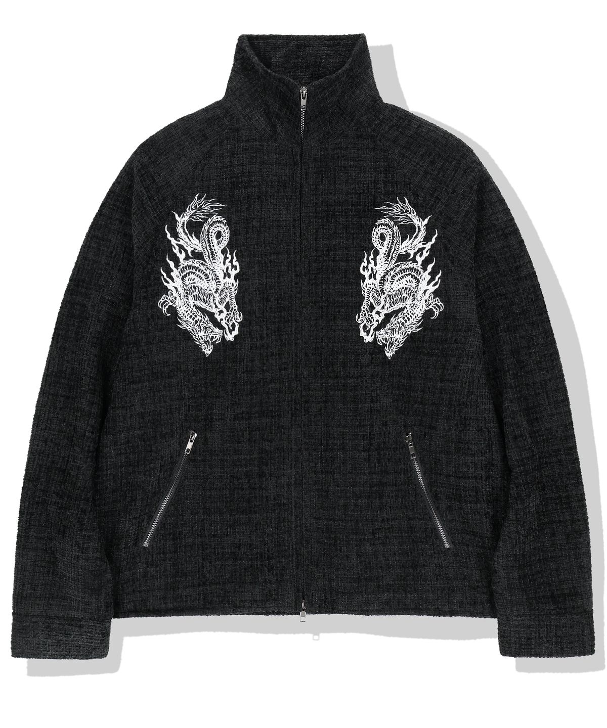 낫포너드(NOT4NERD) Eastern Dragon Tweed Track Jacket - Black